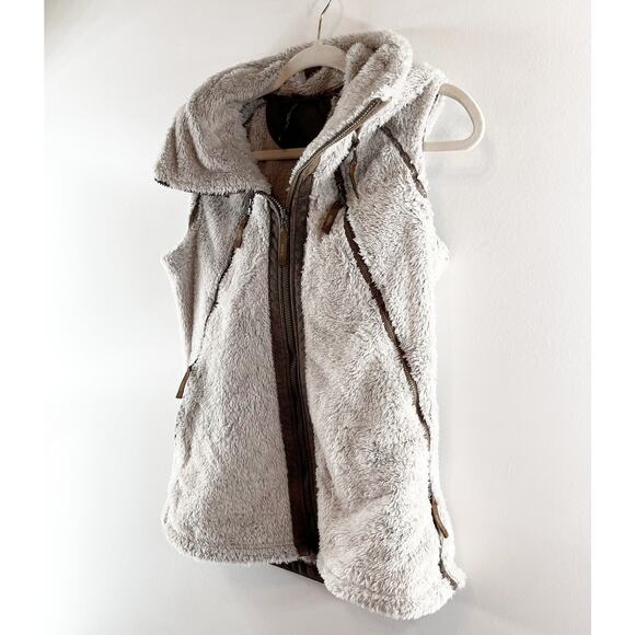 Kuhl Fleece Flight Full Zip Hooded Vest Cream Brown Small - Picture 6 of 8